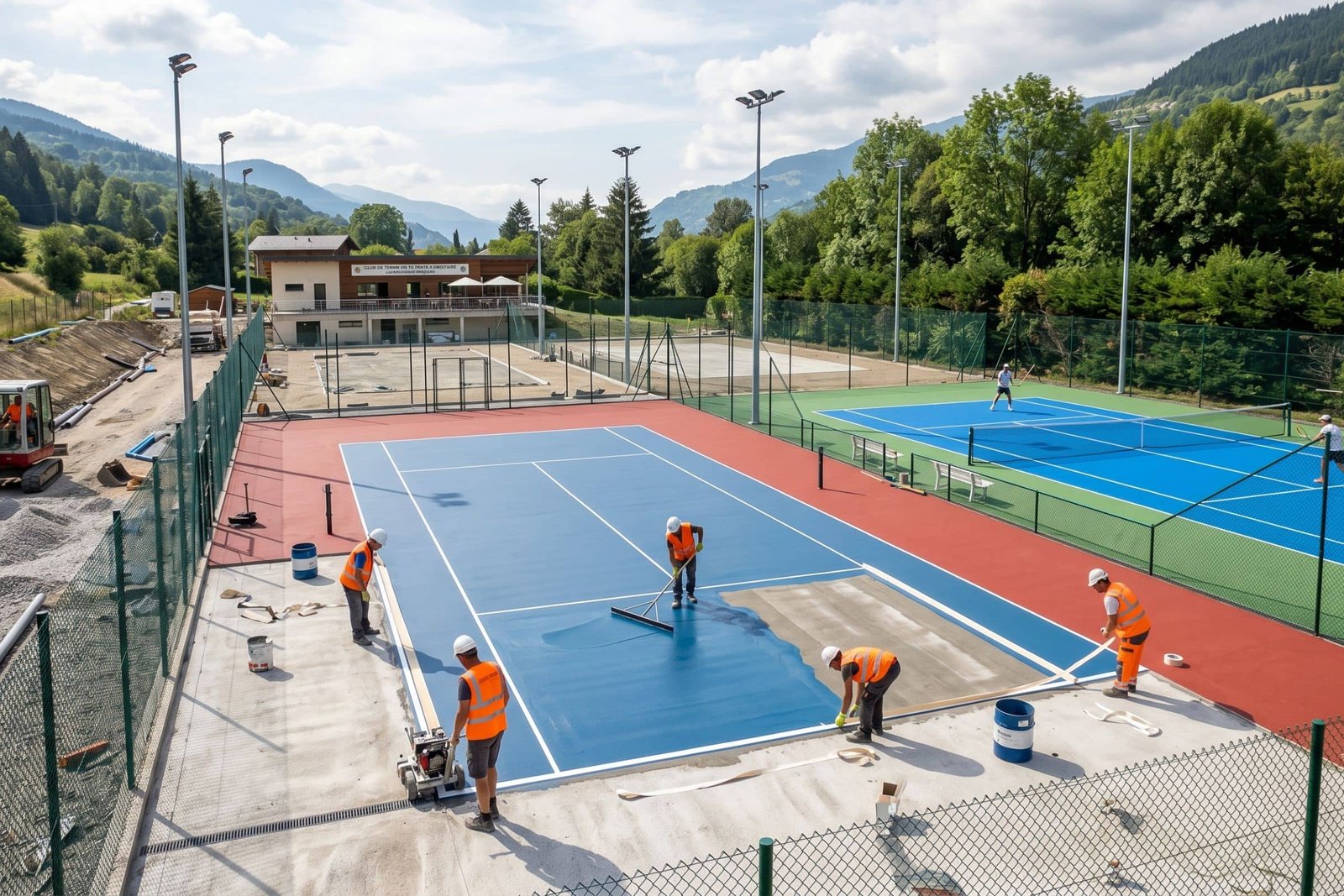construire terrain de tennis