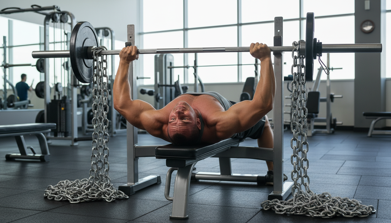 développé couché avec chaînes : avantages et méthode d’entraînement découvrez les avantages du développé couché avec chaînes et apprenez la méthode d'entraînement efficace pour optimiser votre force et votre performance musculaire.